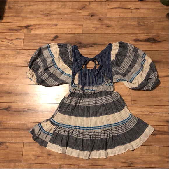 Free People Striped Puff Sleeve Min… - Picture 5 of 10